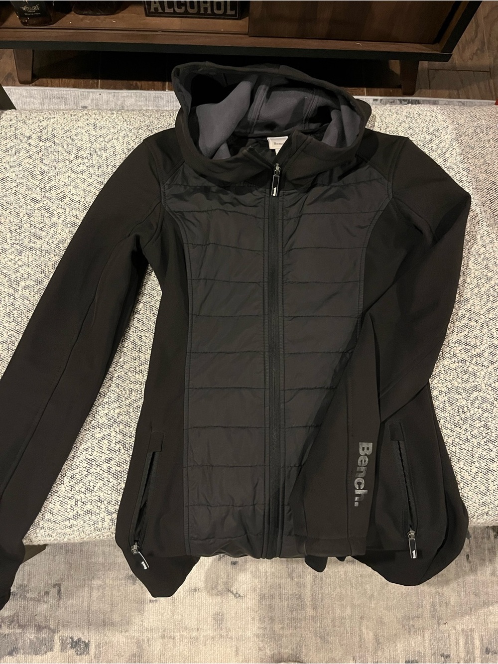 Bench Black Quilted Hooded Women's Softshell Jacket